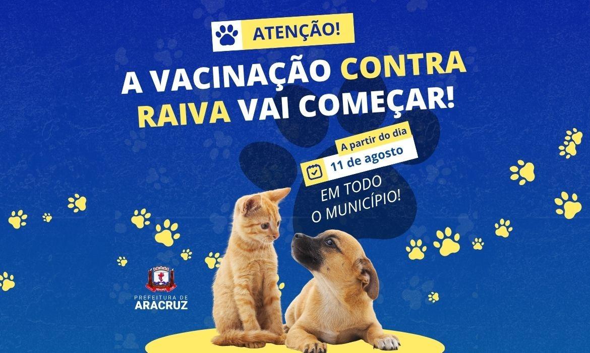 Campanha de Vacinação Antirrábica acontece até o dia 26 de setembro