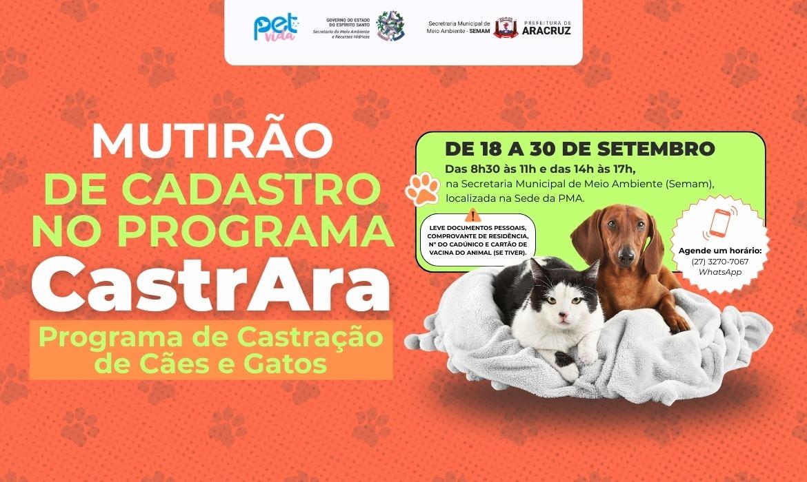 CastrAra: Meio Ambiente realiza mutirão de cadastro entre os dias 18 e 30 de setembro